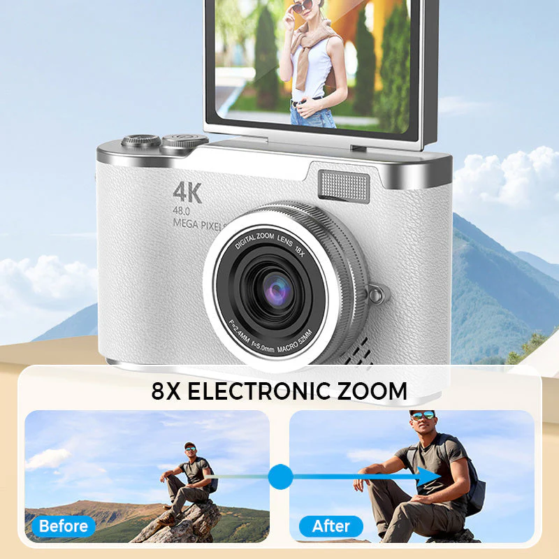 💎 60% OFF! 💎 4K HD Flip-Screen Digital Camera – 8X Zoom, Auto Focus & Rotating Screen for Vlogging & Selfies 📸🌈 - Image 3