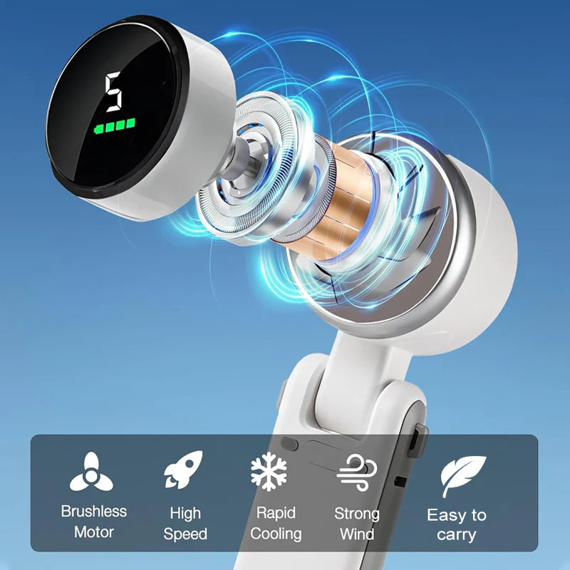 ๐ 5-Speed Foldable Fan โ Compact, Strong Wind, Rechargeable, On-the-Go Cooling ๐จ๐ - Image 2
