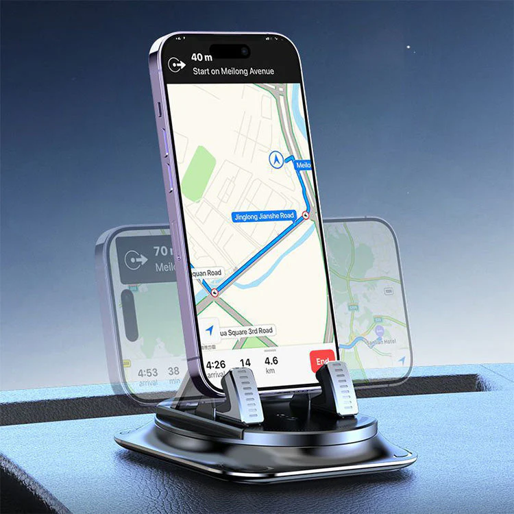 Car phone holder 360 degree rotation, suitablefor car navigation in-car dashboard, horizontaland vertica screen adjustment angle,suctioncup fixed non-slip mobile phone holdersuitable for iPhone and Android - Image 2