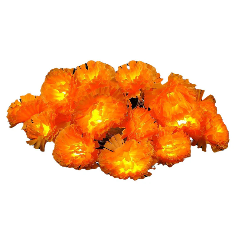 πNew Arrival 50% OFF! πΌ Artificial Marigold Flower Led String Light β Perfect For Day Of The Dead & Halloween, 20 Leds, 8 Modes, Waterproof. Create A Festive Altar Or Spooky Porch! π―οΈππ§‘ - Image 8