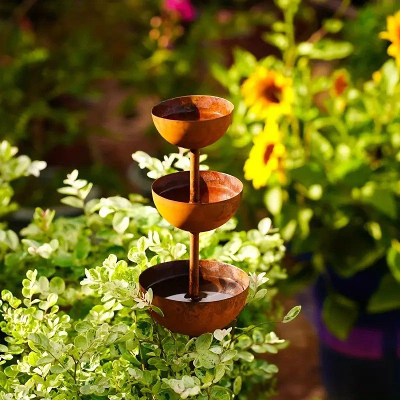 🔥🔥Buy 2 Get 1 Free☔️3-Tier Rustic Metal Bird Feeder & Drinker Stake - Image 2