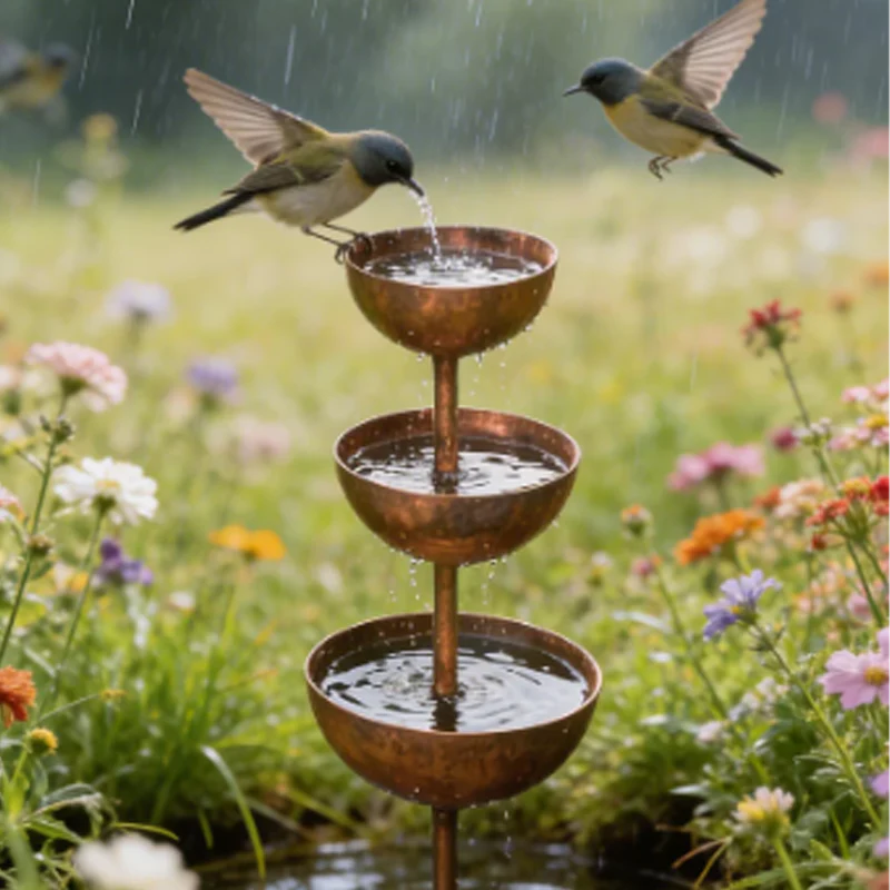 🔥🔥Buy 2 Get 1 Free☔️3-Tier Rustic Metal Bird Feeder & Drinker Stake - Image 3