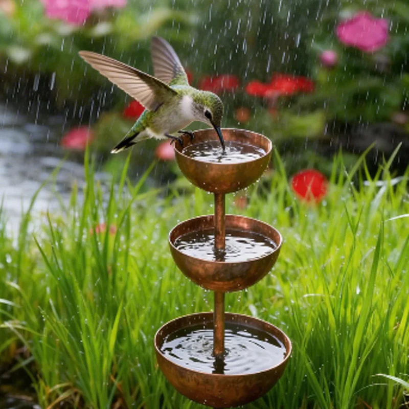 🔥🔥Buy 2 Get 1 Free☔️3-Tier Rustic Metal Bird Feeder & Drinker Stake - Image 5