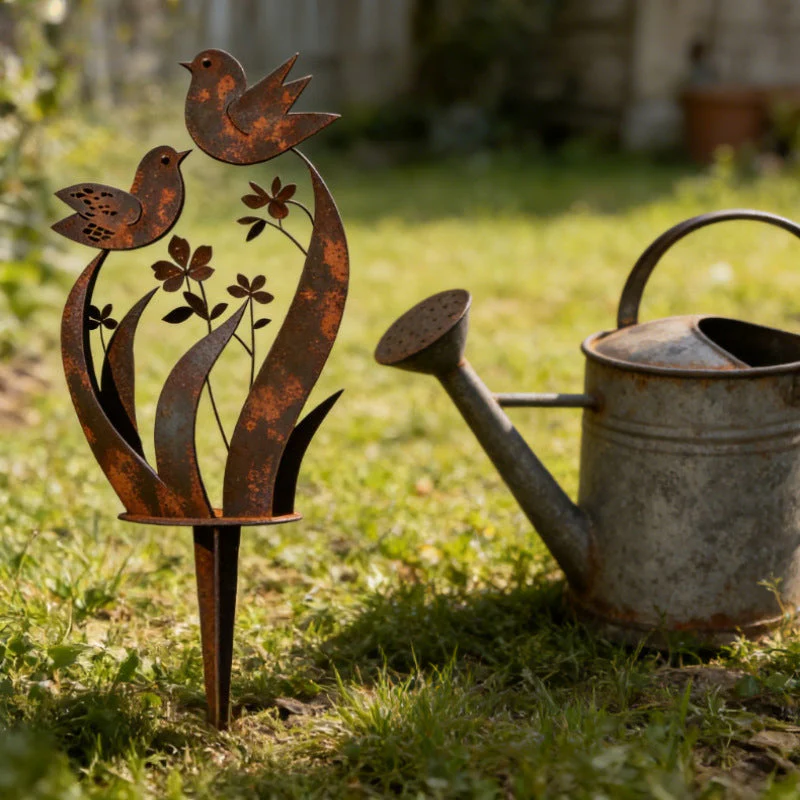 Rustic Bird & Flower Metal Garden Stake - Image 8