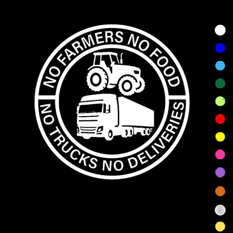 Car Vinyl Sticker: No Farmers No Food - No Trucks No Deliveries - Image 2