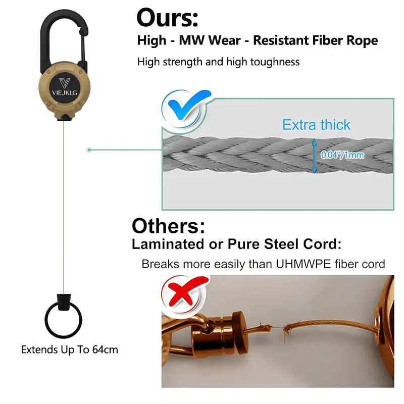 🔑Retractable Carabiner Keychain – 65cm steel lanyard, 100,000 pull cycles. Lightweight & sturdy. - Image 8