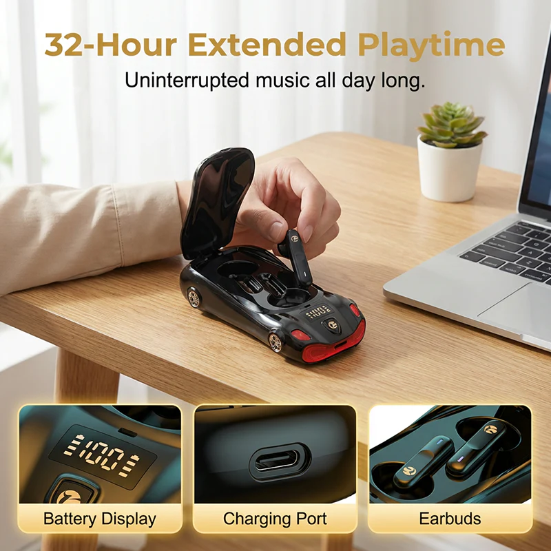 ⏰🎁Creative Sports Car Design Bluetooth Earphones - Image 3