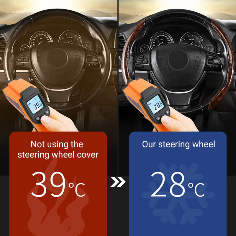 🍃🍃Carbon Fiber Pattern Laser Ultra-thin Non-slip Universal Car Steering Wheel Cover - Image 3