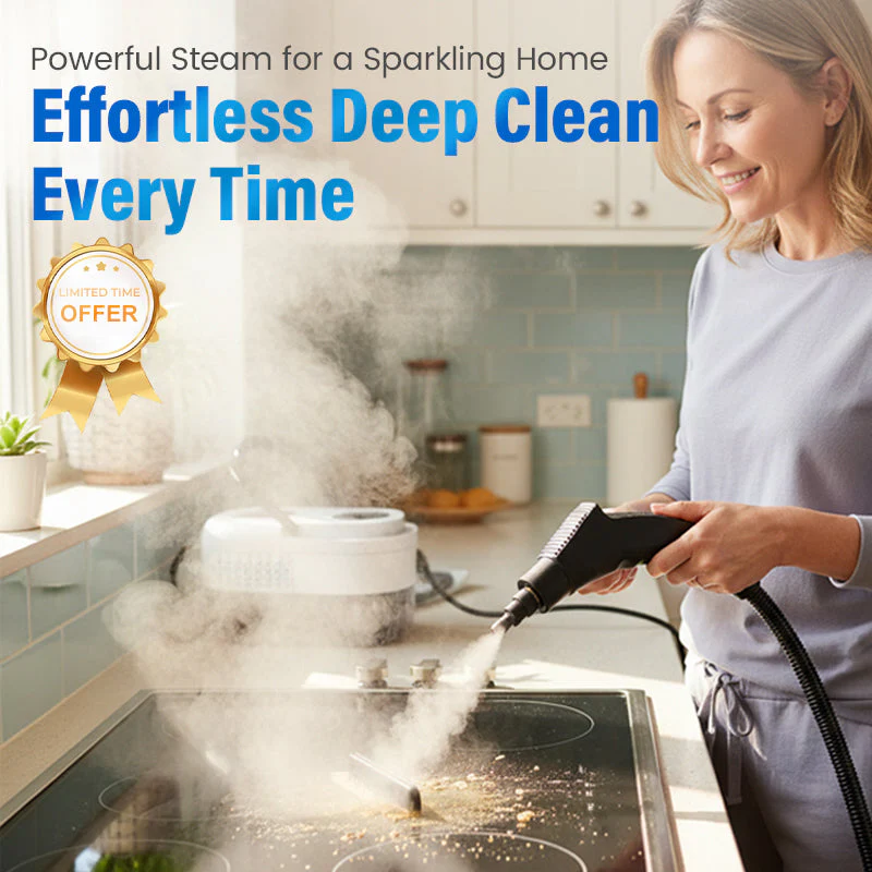 🥳2026 HOT SALE🥳💞50K+ SOLD!📢⏰ 50% OFF! High‑Temp Steam Cleaner – 105°C steam, 15s heat‑up. Kills 99.9% germs, no chemicals. 6 levels, large 1100ml tank. Multi‑surface magic! 🔥✨