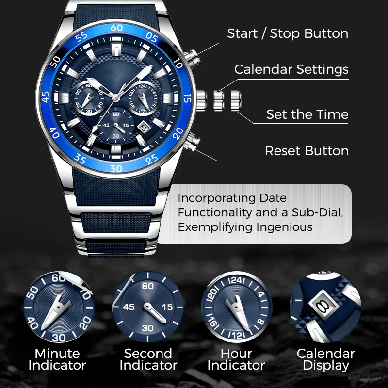 ⌚ 50% OFF NOW! ✨ Men's Waterproof Multifunctional Quartz Watch – Chronograph Design, Luminous Hands & Stainless Steel 🌊 - Image 3