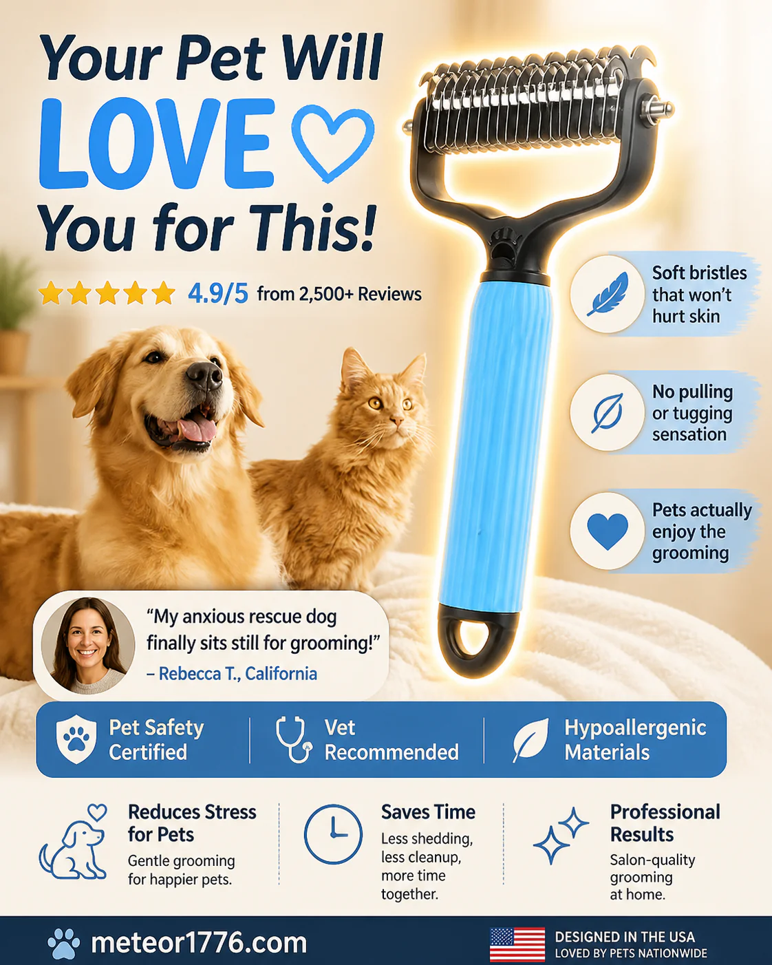 Double sided pet grooming brush - Image 2