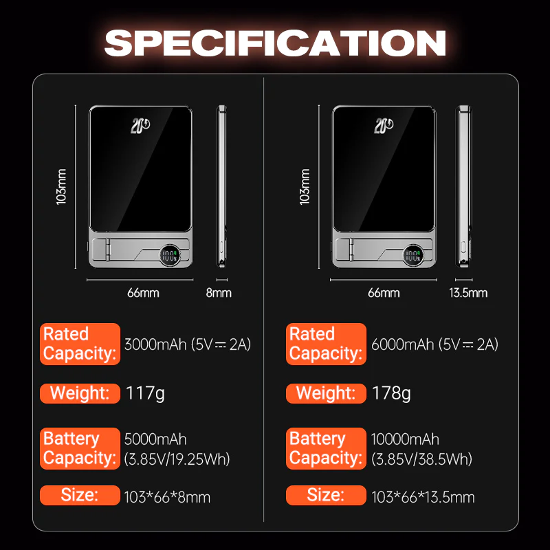 💯 Ultra Thin Magnetic Portable Charger with Stand - Image 8