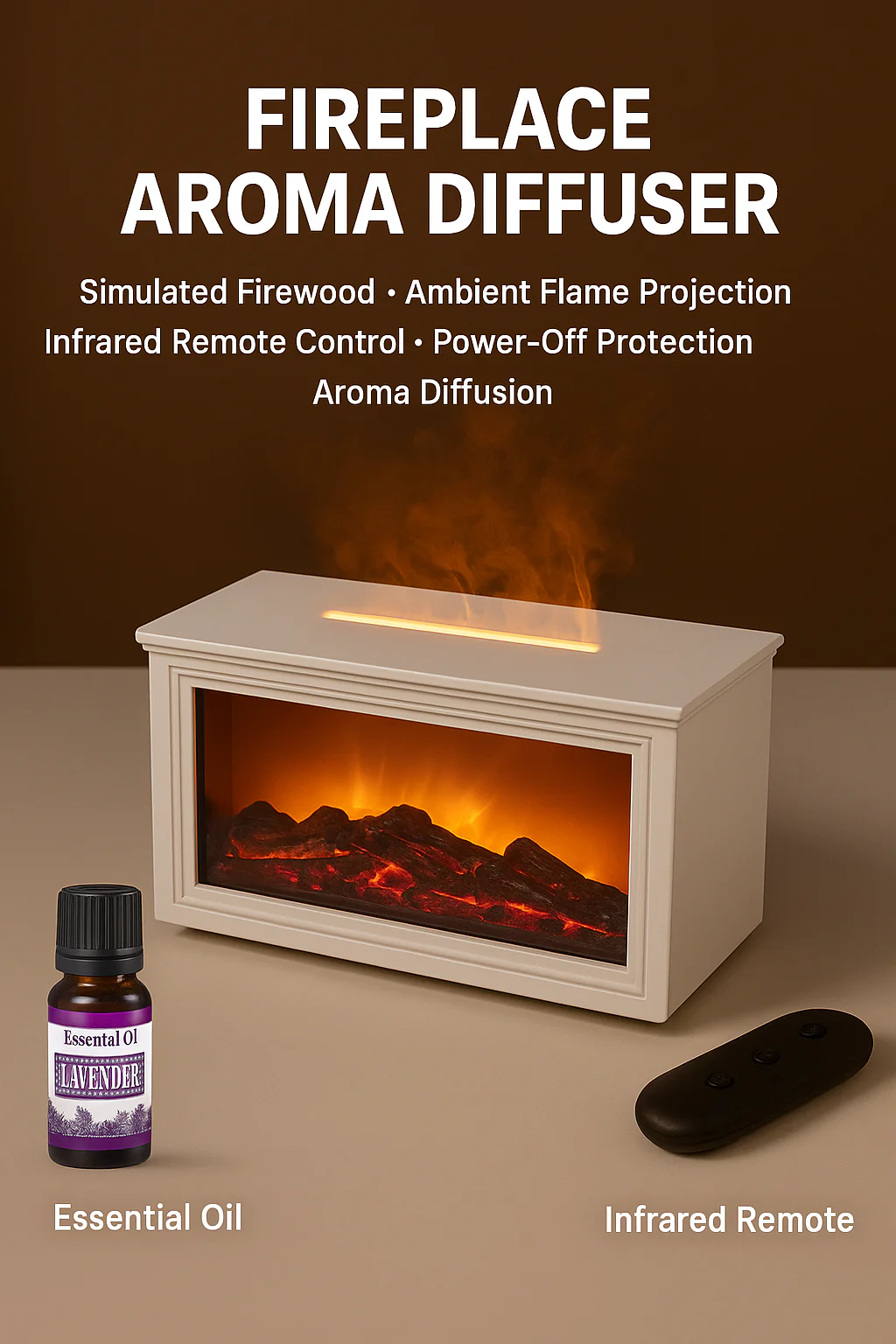 🔥 50% OFF – LAST DAY! 💦 Humidifier with fireplace effect – 7 LED colors and remote control, soothing atmosphere for home/office 🌙📦 - Image 3