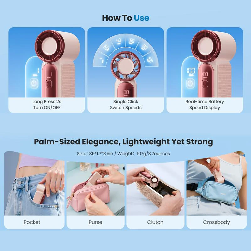🥳2026 HOT SALE🥳💨❄️ 50% OFF! Turbo Handheld Fan – 16900 RPM, 6 speeds, LED display.  🌬️✨ - Image 27