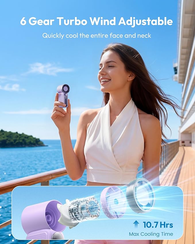 🥳2026 HOT SALE🥳💨❄️ 50% OFF! Turbo Handheld Fan – 16900 RPM, 6 speeds, LED display.  🌬️✨ - Image 5
