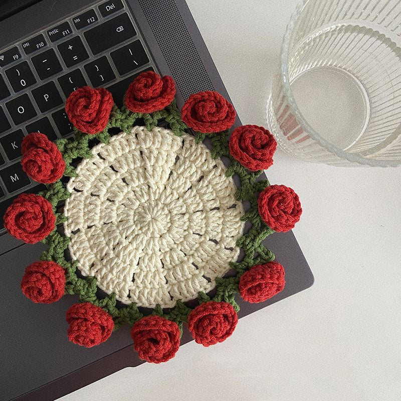 Handmade Floral Yarn Coasters - Image 18