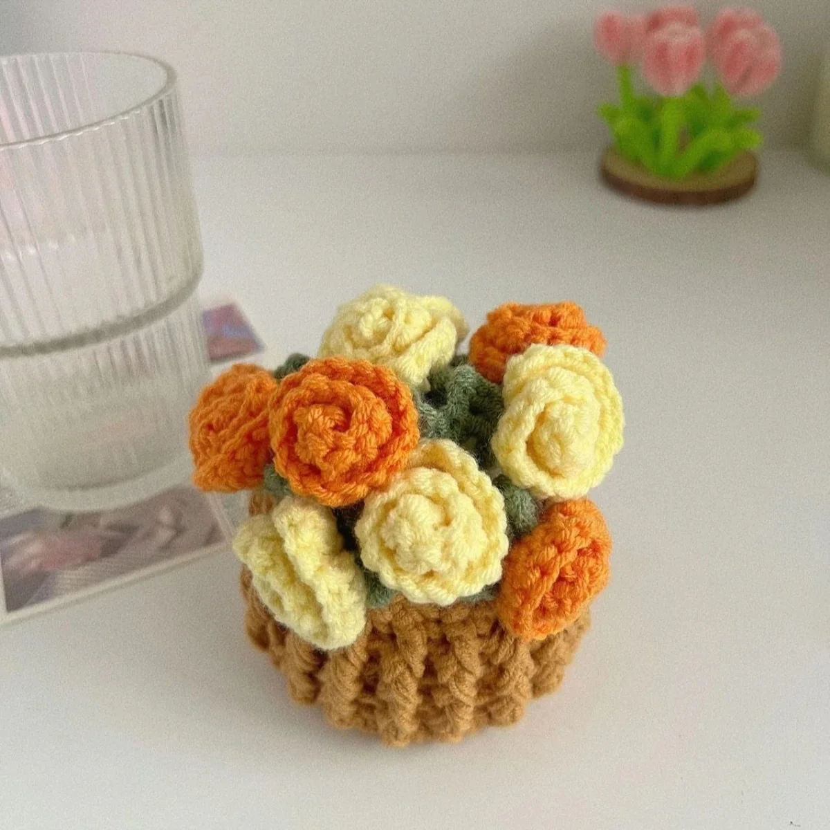 Handmade Floral Yarn Coasters - Image 22