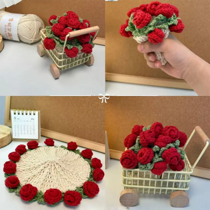 Handmade Floral Yarn Coasters - Image 3