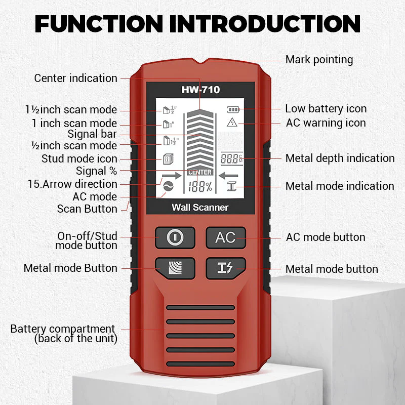 ⚡ Multifunctional Handheld Metal & Wall Detector – Finds Studs, Pipes & Wires, Easy-to-Read LCD 🔧 - Image 7
