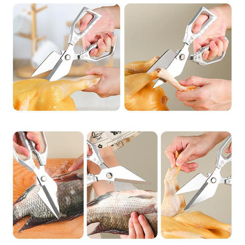 ✂️ BUY 2 GET 3! ✨ HEAVY-DUTY KITCHEN SHEARS - Multi-Function for Poultry, Herbs & More, Comfort Grip & Dishwasher Safe, Includes Nut Cracker and Bottle Opener 🍗🔧 - Image 3
