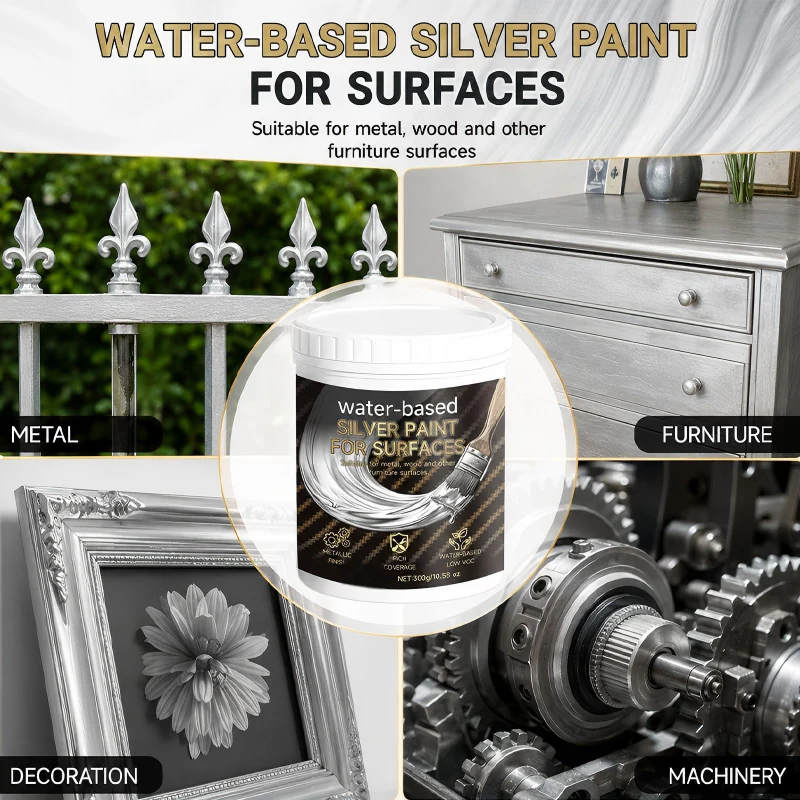 🎨✨ Water-based Silver Paint – Eco-friendly, quick-drying, with a shiny silver finish – Pay on delivery 🖌️✅
