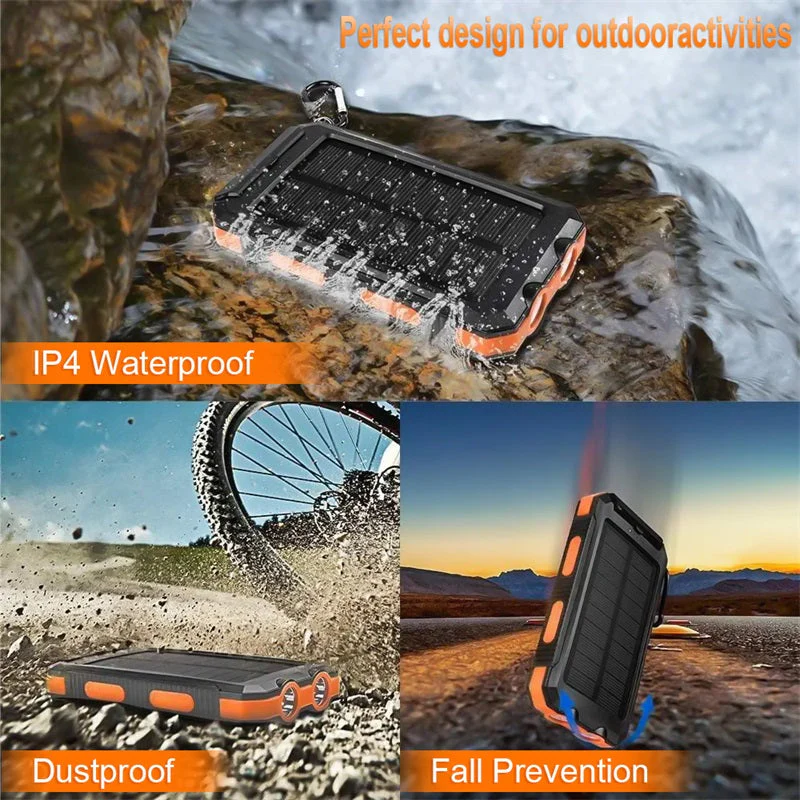 🔥10000mAh Portable Solar Power Bank, Solar Powered Charger with Dual LED Flashlights, Power Bank for Travel, Camping - Image 3