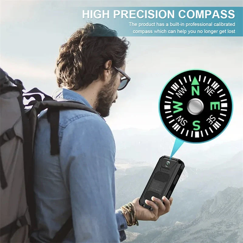 🔥10000mAh Portable Solar Power Bank, Solar Powered Charger with Dual LED Flashlights, Power Bank for Travel, Camping - Image 5