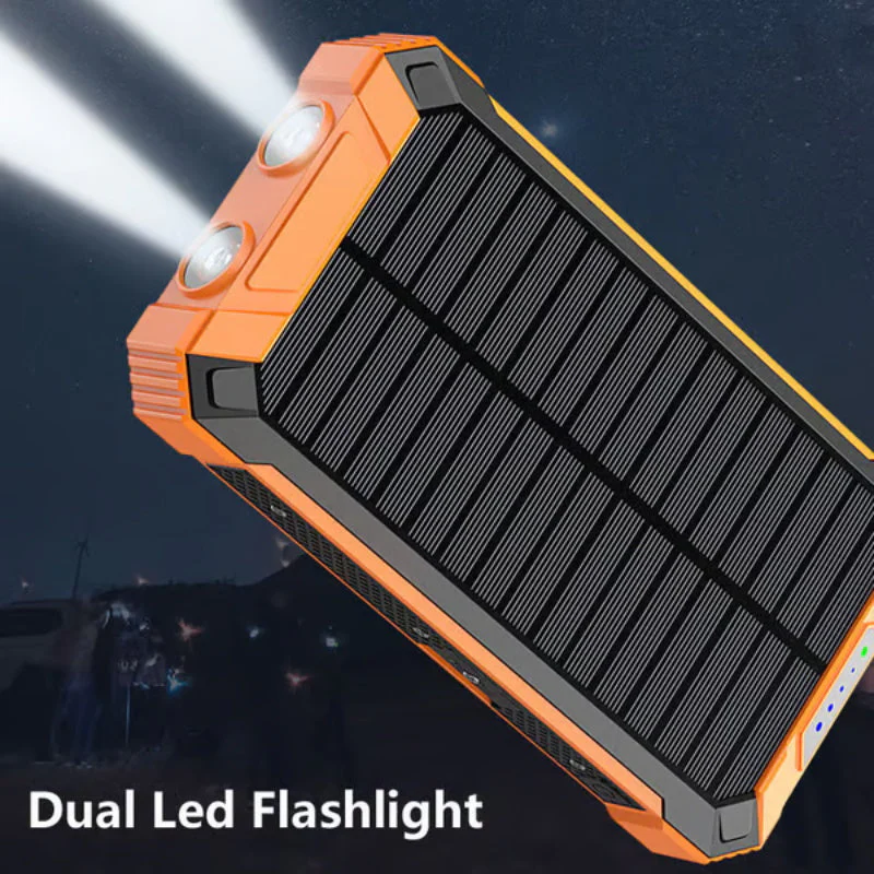 🔥10000mAh Portable Solar Power Bank, Solar Powered Charger with Dual LED Flashlights, Power Bank for Travel, Camping - Image 7