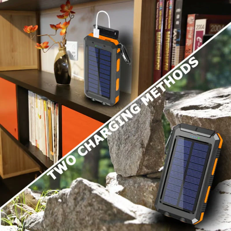 🔥10000mAh Portable Solar Power Bank, Solar Powered Charger with Dual LED Flashlights, Power Bank for Travel, Camping - Image 8