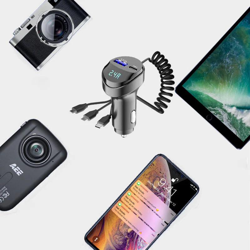 Pxcxu Fast Charging Car Charger with 3-in-1 Charging Cable - Image 7