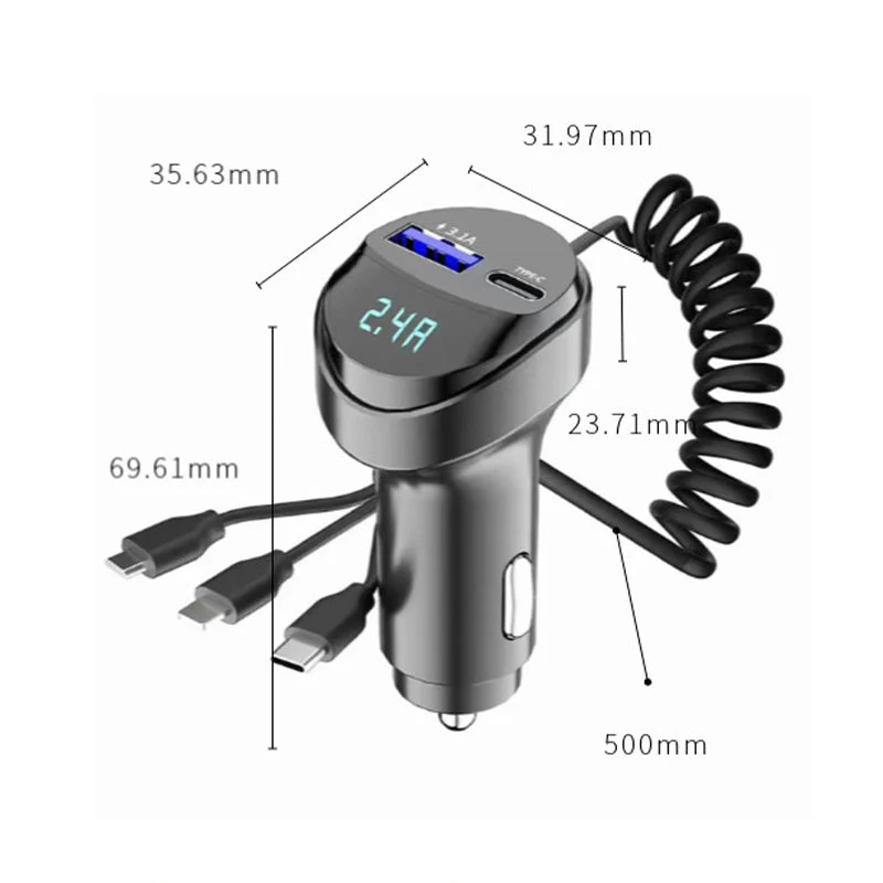 Pxcxu Fast Charging Car Charger with 3-in-1 Charging Cable - Image 8