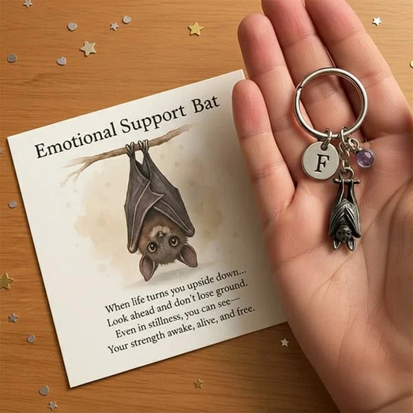 🎅Christmas Gift Idea 🎁🦇Emotional Support Bat Inspirational Keychain - Image 2