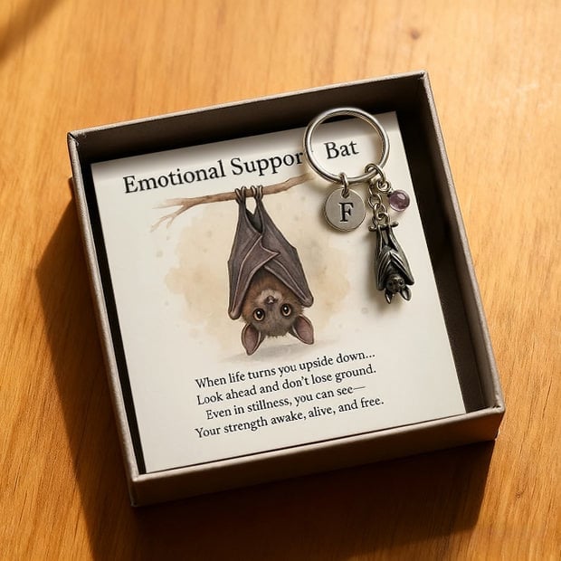 🎅Christmas Gift Idea 🎁🦇Emotional Support Bat Inspirational Keychain - Image 3