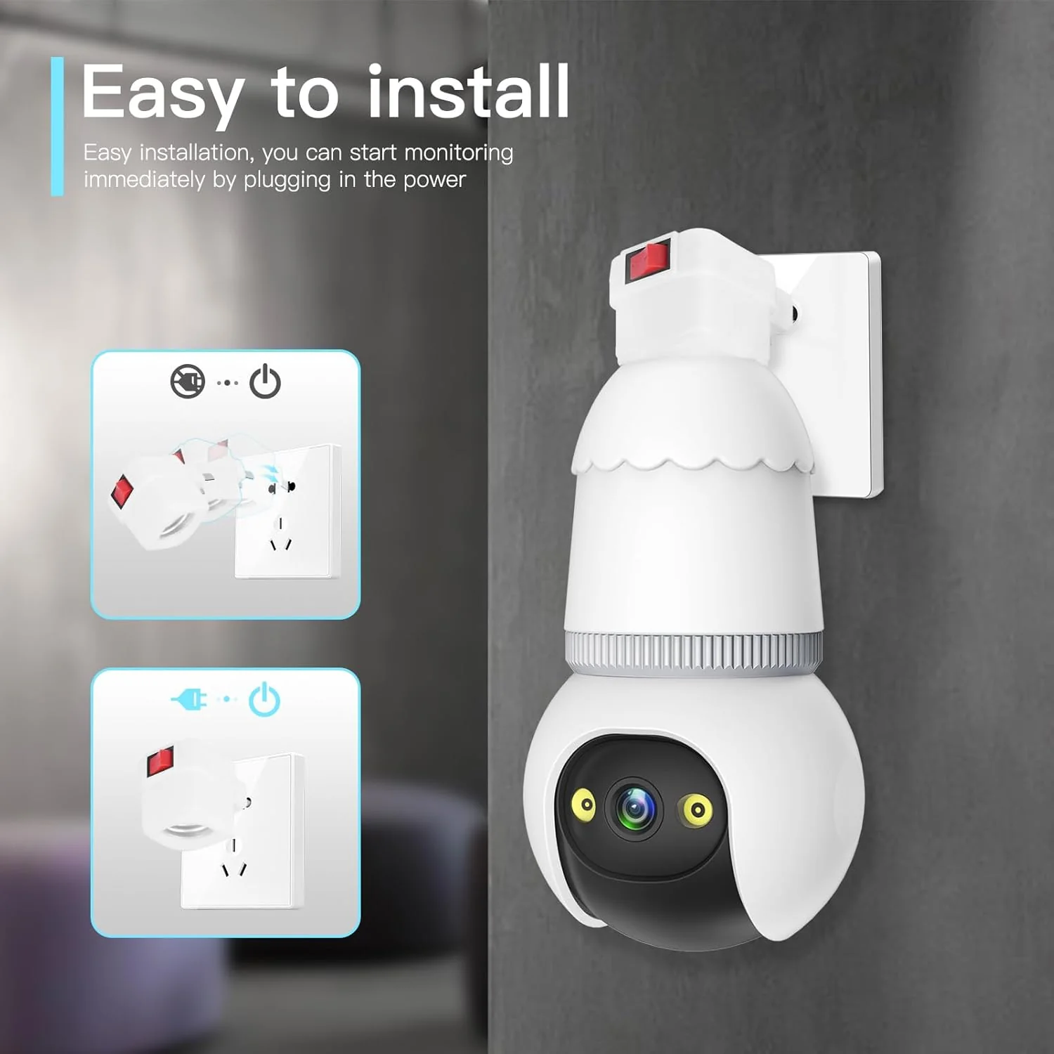 🔥All-New Upgrade✨4MP Light Bulb Security Camera 5G&2.4GHz Wireless Outdoor Indoor Camera with Night Vision - Image 5