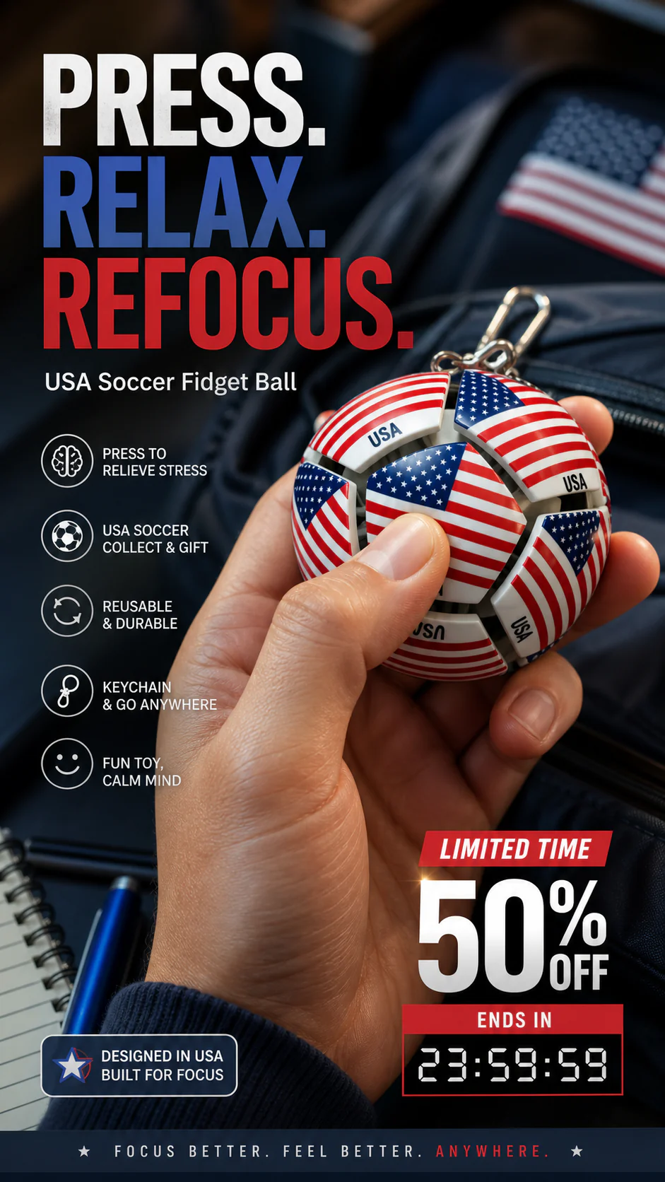 Mini Football Fidget Keychain Stress Relief Toy - Image 5