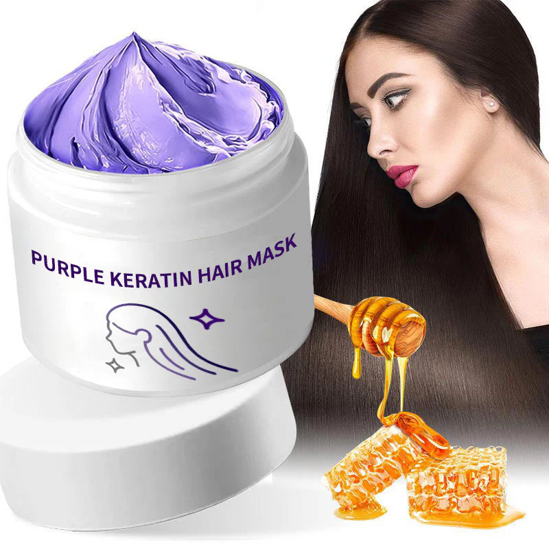 ✨ Buy 2 Get 1 Free! Purple Keratin Hair Mask - Tones Blonde, Silver & Gray Hair | Anti-Brass + Color Lock - Image 14