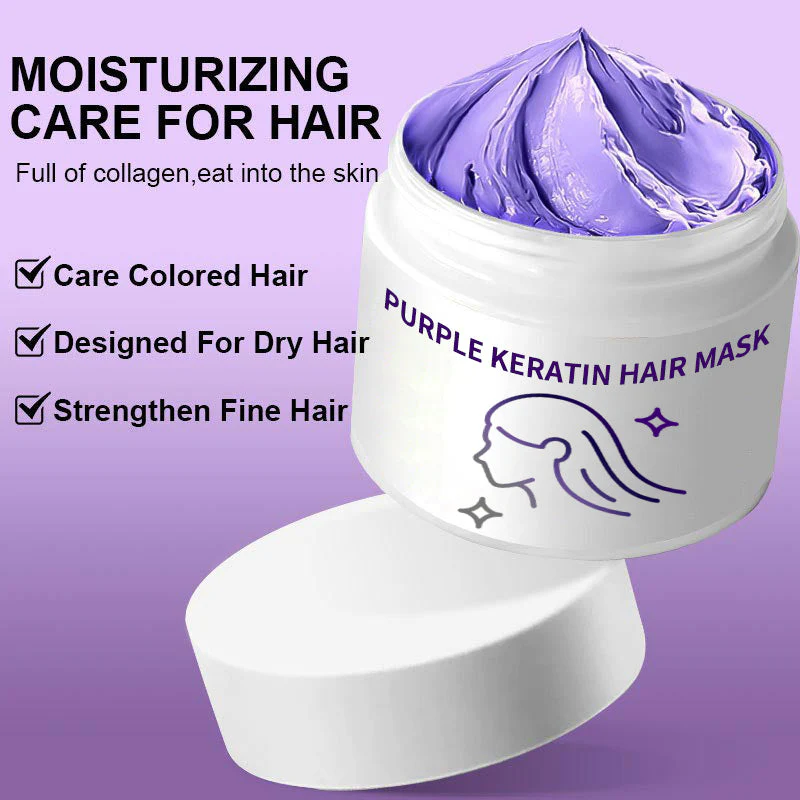✨ Buy 2 Get 1 Free! Purple Keratin Hair Mask - Tones Blonde, Silver & Gray Hair | Anti-Brass + Color Lock - Image 3
