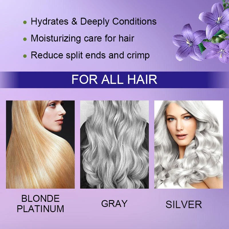 ✨ Buy 2 Get 1 Free! Purple Keratin Hair Mask - Tones Blonde, Silver & Gray Hair | Anti-Brass + Color Lock - Image 9