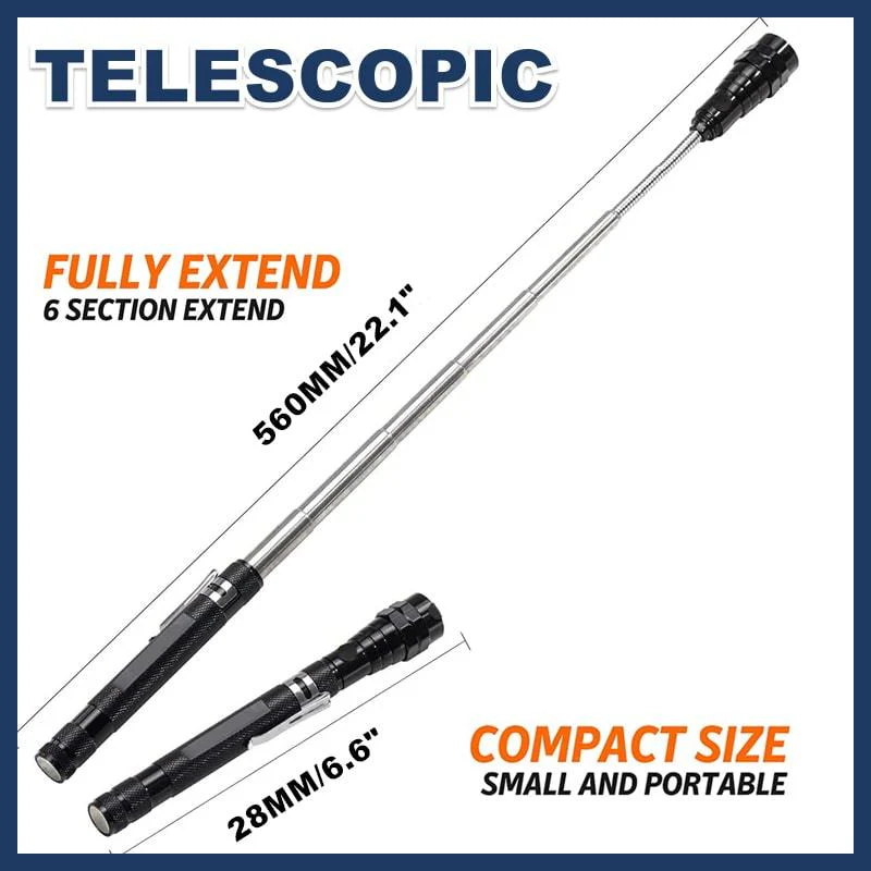 📢📢50% OFF !! ⏰🔦Multifunctional Magnetic Telescopic Flashlight – Extendable, 360° Gooseneck, Super Bright 🛠️ - Image 3
