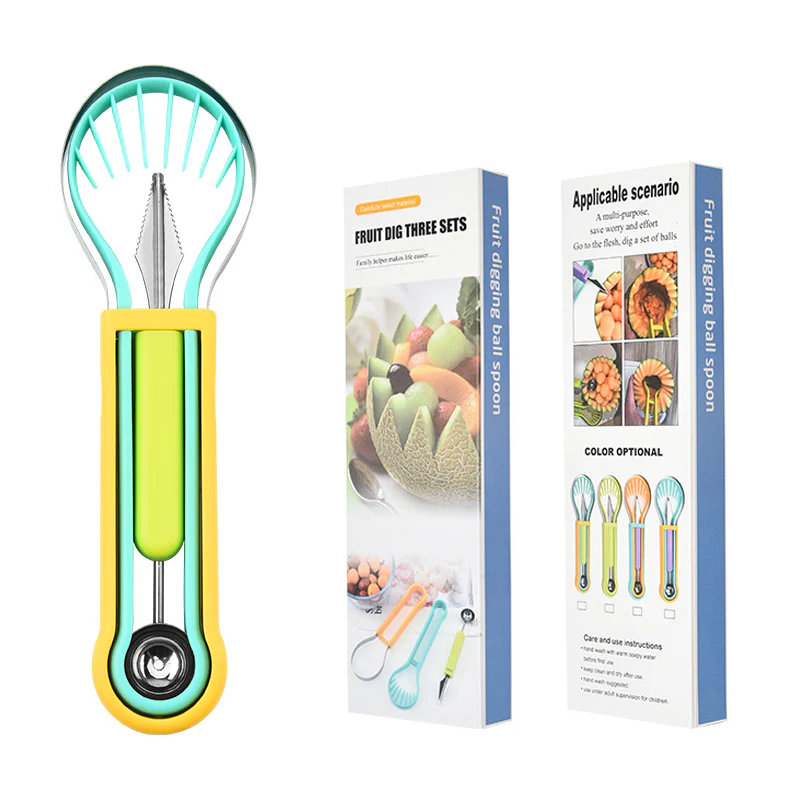✨ Elevate Your Fruit Preparation Game—The 3-in-1 Multi-Function Melon Ball Scoop & Carving Knife Set! ✨ - Image 11