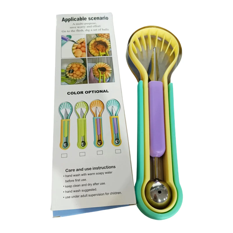 ✨ Elevate Your Fruit Preparation Game—The 3-in-1 Multi-Function Melon Ball Scoop & Carving Knife Set! ✨ - Image 13