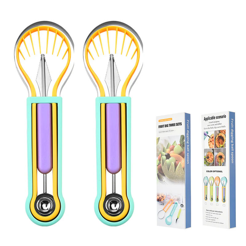 ✨ Elevate Your Fruit Preparation Game—The 3-in-1 Multi-Function Melon Ball Scoop & Carving Knife Set! ✨ - Image 18