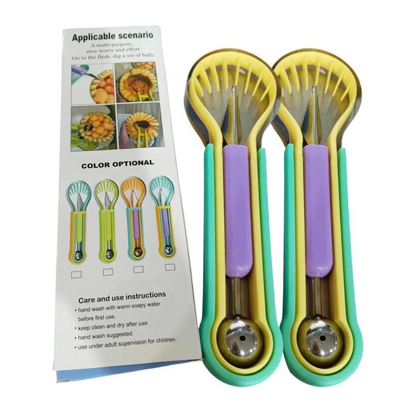 ✨ Elevate Your Fruit Preparation Game—The 3-in-1 Multi-Function Melon Ball Scoop & Carving Knife Set! ✨ - Image 19