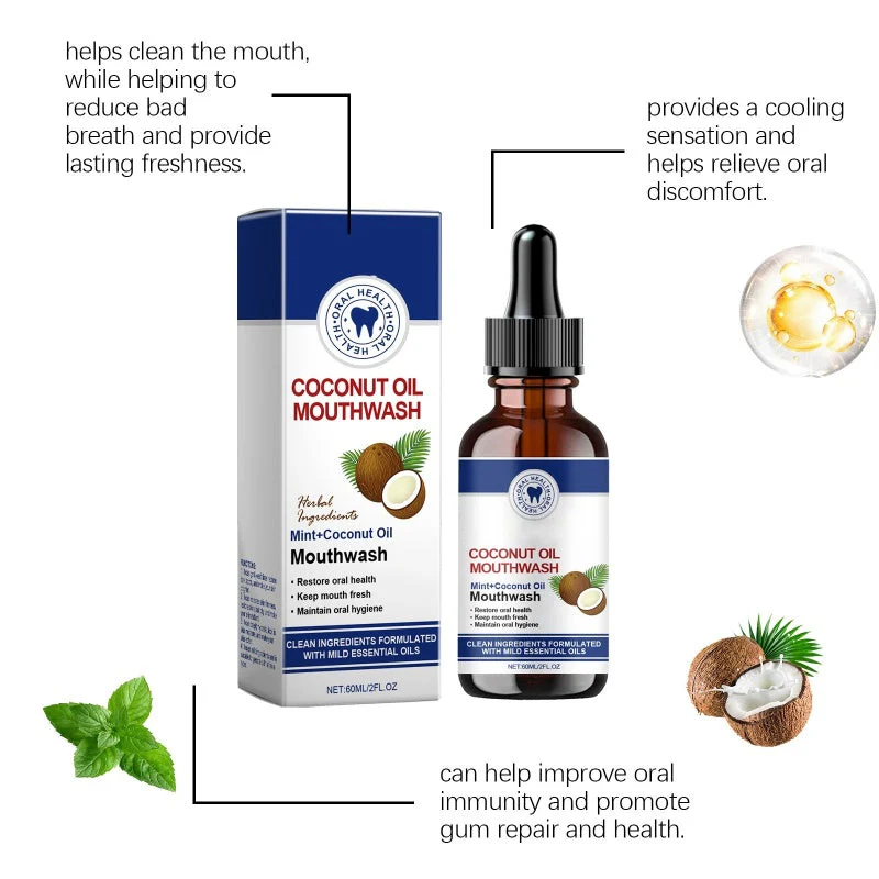 🔥BUY 2 GET 1 FREE🦷👍HOT SALE - Natural Coconut & Mint Oil Mouthwash Concentrate - Image 3