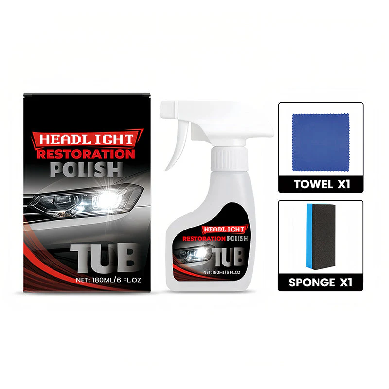 180ml Professional Car Headlight Restorer with Sponge - Image 9