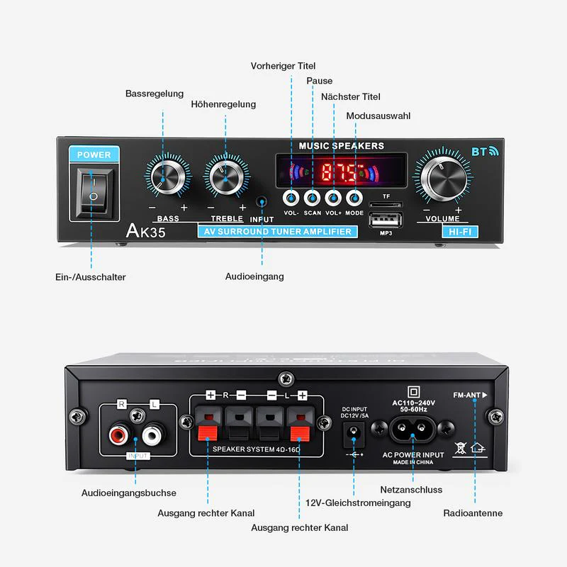 📢📢50% OFF !! ⏰AK35 Stereo Amplifier Home Audio Bluetooth 5.0 Max - Image 2