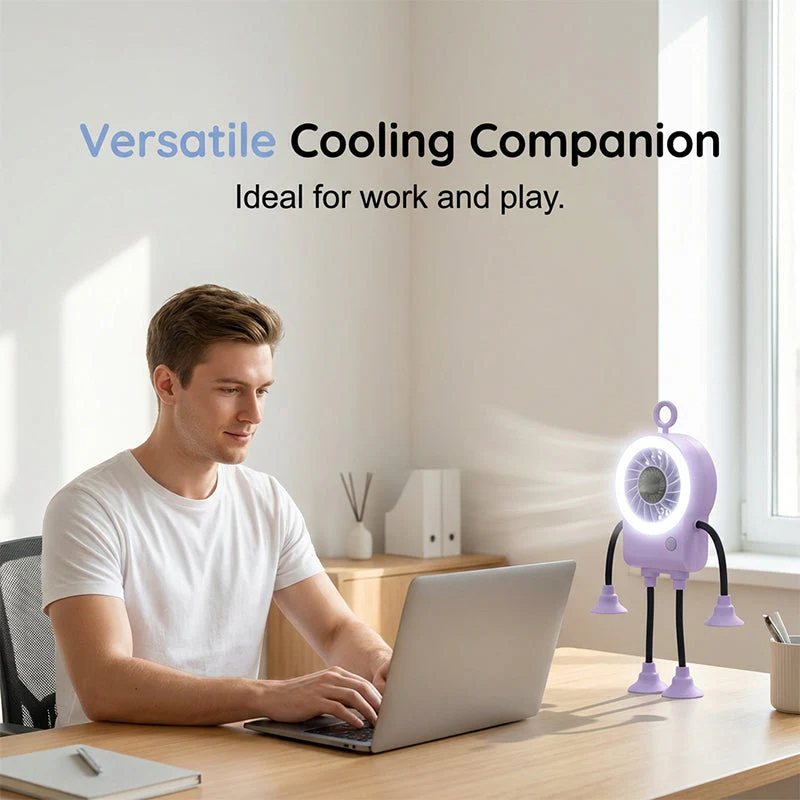 Flexible Robot Desk Fan with LED Light - Image 3