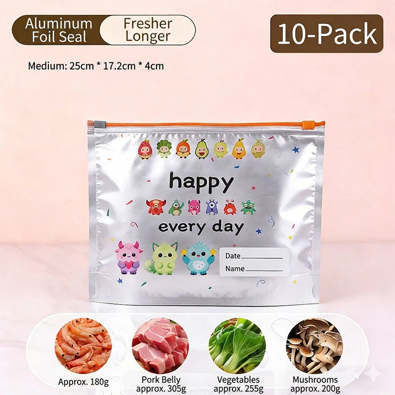 Reusable Aluminum Foil Sealable Storage Bags (10-Pieces) - Image 10