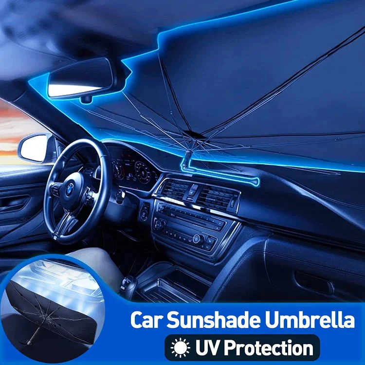 Car Windshield Sun Shade Umbrella - Foldable Car Umbrella Sunshade Cover UV Block Car Front Window (Heat Insulation Protection) for Auto Windshield Covers Most Cars - Image 3