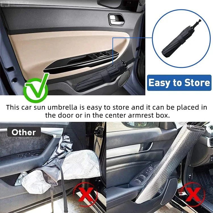 Car Windshield Sun Shade Umbrella - Foldable Car Umbrella Sunshade Cover UV Block Car Front Window (Heat Insulation Protection) for Auto Windshield Covers Most Cars - Image 4